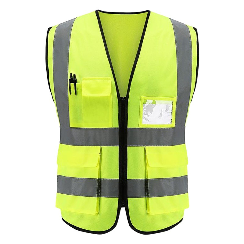 Chaleco reflectante de seguridad fluorescente para construcción, ingeniería, con múltiples bolsillos, para trabajo en sitios de saneamiento, ropa reflectante.