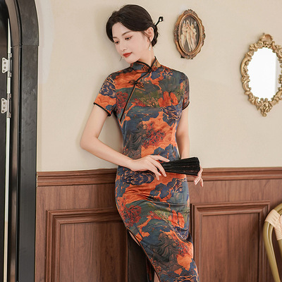 Women Girls Retro Chinese Dresses Qipao Cheongsam Dresses improved qipao dress dress silk dress Plus Size party dress