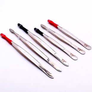 Factory direct stainless steel anti-Lighthouse Stamp tweezers black rubber sleeve stamp paper money coin tweezers plated gold