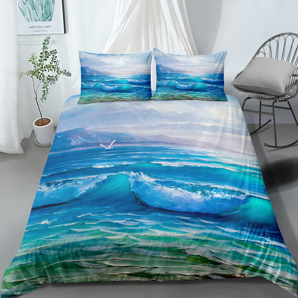 New Wave Three Piece Set with No Bed Sheet, Quilt Pillow Cover, Bedding Products Can be Ordered in Batch_voghion.com