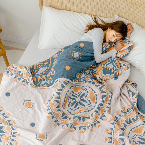 Class A pure cotton gauze towel quilt cotton summer cool quilt air-conditioned quilt double towel blanket cover thin quilt four layers