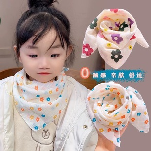 Autumn and Winter Thin Baby Scarf Spring and Autumn Girls' Square Scarf Cute Korean Style Scarf Scarf Skin-friendly All-match Silk Scarf
