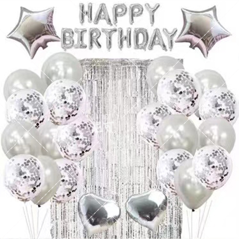 Kit decoración globos látex rosa dorado cumpleaños borlas mantel​