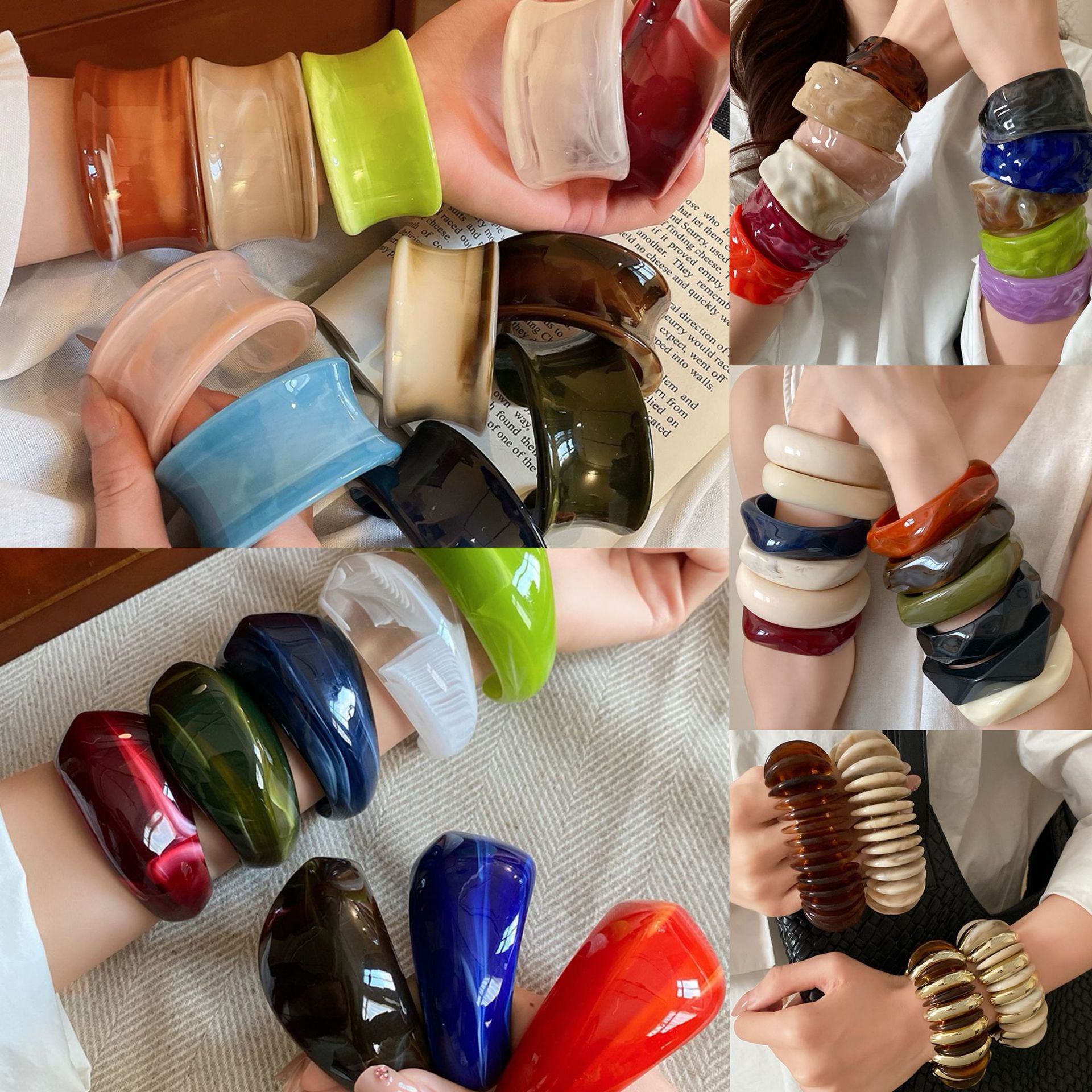 Europa y los Estados Unidos transfronterizos acrílico geométrico pulsera redonda ligera de lujo pulsera de alto nivel personalidad nicho exagerado joyas al por mayor