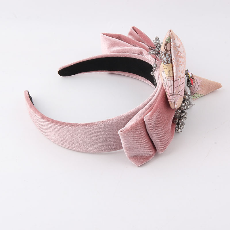 Fashion Bow Knot Flannel Inlay Artificial Diamond Hair Band 1 Piece3
