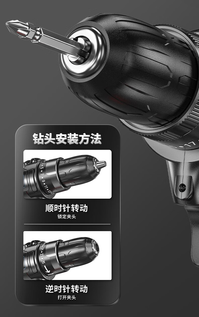 锂电钻纯铜大功率铜芯电钻手电钻充电钻多功能工具箱电动工具套装