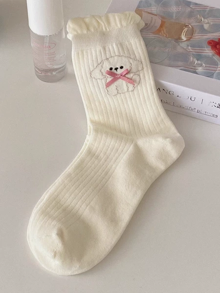 C-Spring and summer cute dog socks-white