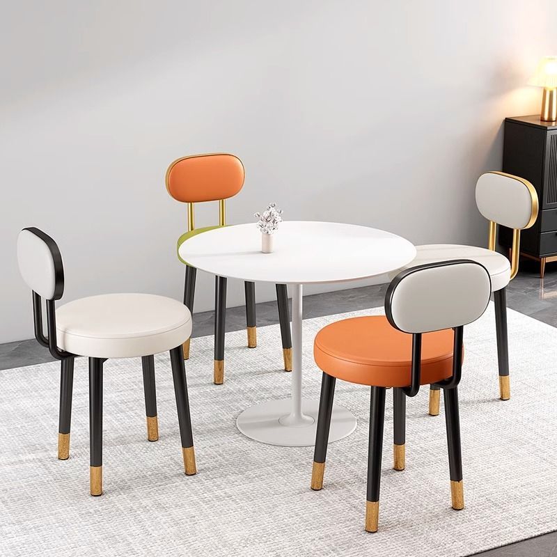 Casa ligera de lujo red alta sensación taburete redondo moderno simple manicuría silla de vestir respaldo de la chica dormitorio maquillaje de cama