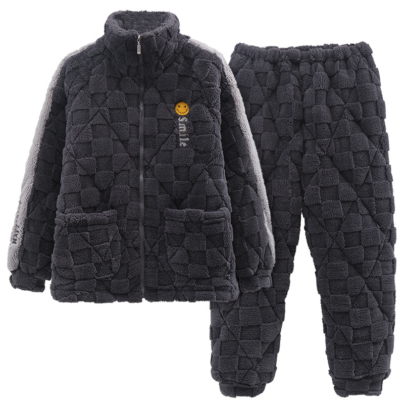 Invierno de los nuevos hombres pijamas acolchado caliente más tamaño engrosada cremallera manga larga vestir prendas exteriores casual Home wear traje