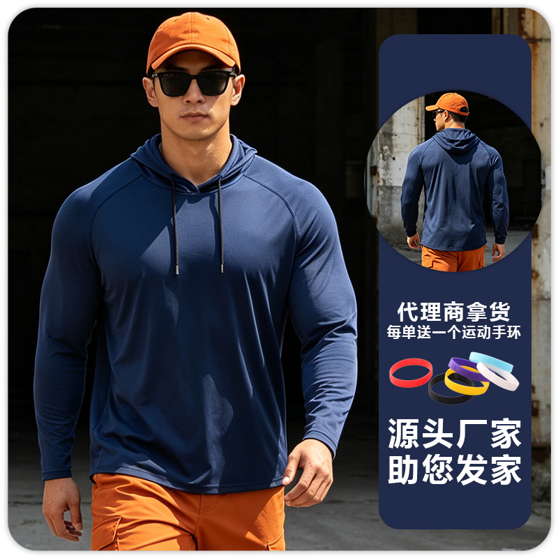 Ropa de protección solar de hombre con sombrero de mangas largas fitness deportivo al aire libre chaqueta de pesca de entrenamiento profesional de baloncesto para correr maratón