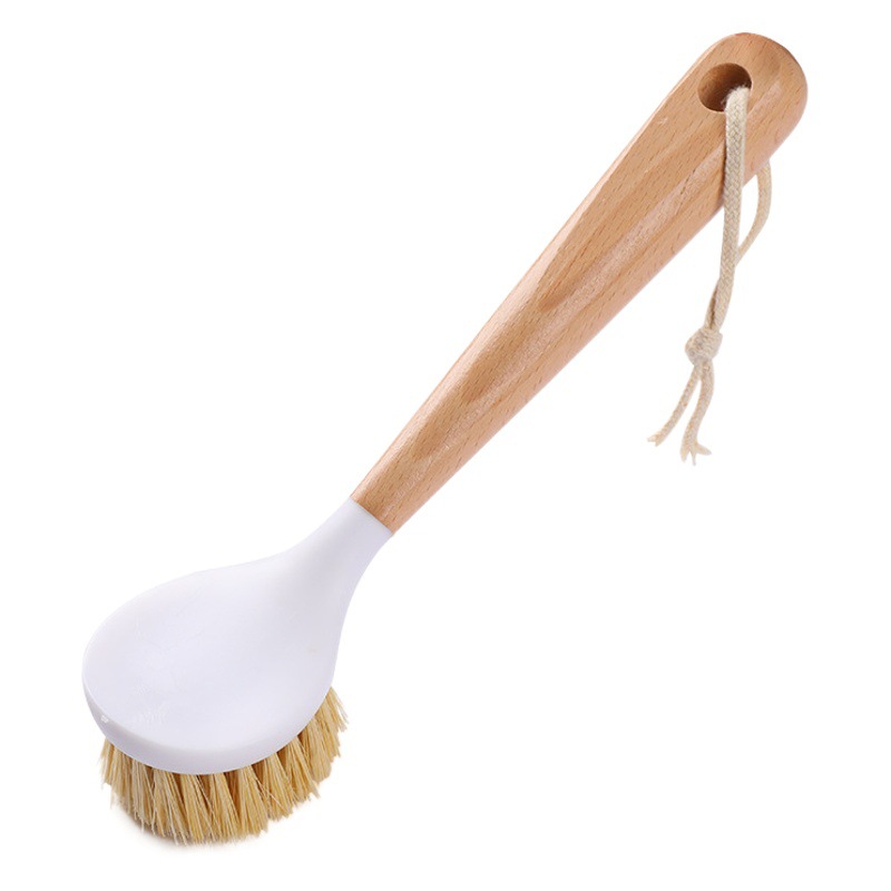 Cepillo de olla de Sisal natural mango largo para el hogar olla para lavar platos mango de madera cepillo de cocina multifunción cepillo de limpieza artefacto de limpieza