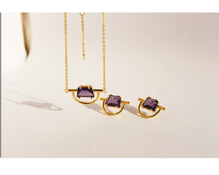 Retro Geometric Copper Plating Zircon Pendant Necklace