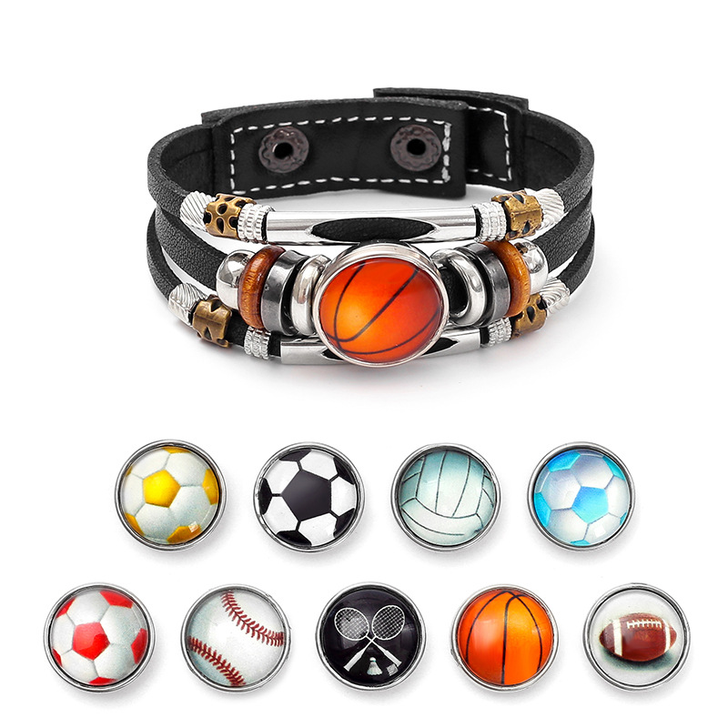 欧美流行饰品个性足球球队球迷皮革手链纪念礼品手绳手环串珠手绳