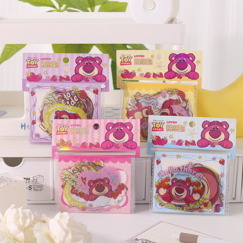 草莓熊系列组合贴纸包PET纸质36入可爱卡通装饰素材手账贴贴纸