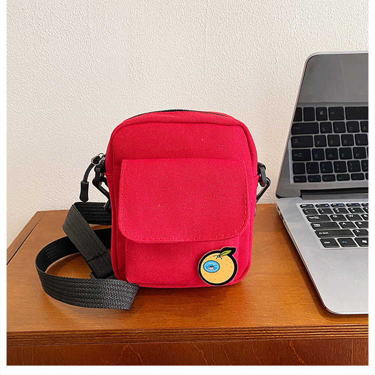 112g Weight Sewing Thread Fashion Element Zipper Closure Type Single Shoulder Strap Strap Type Square Bag Bags Type Casual Occasion Canvas Material Fruit, Solid Color Pattern All Seasons Season Women's Gender Streetwear Style Square Shape Small Size Women's Small Canvas Fruit Solid Color Streetwear Sewing Thread Square Zipper Square Bag 9