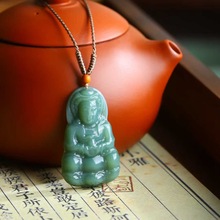 玉器工艺品天然新疆和田玉 碧玉老料沙枣青玉石观音吊坠男款挂坠