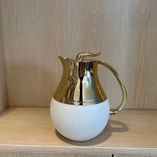 轻奢镀金球形大容量家用办公保温水壶按压式保温瓶玻璃内胆保温杯