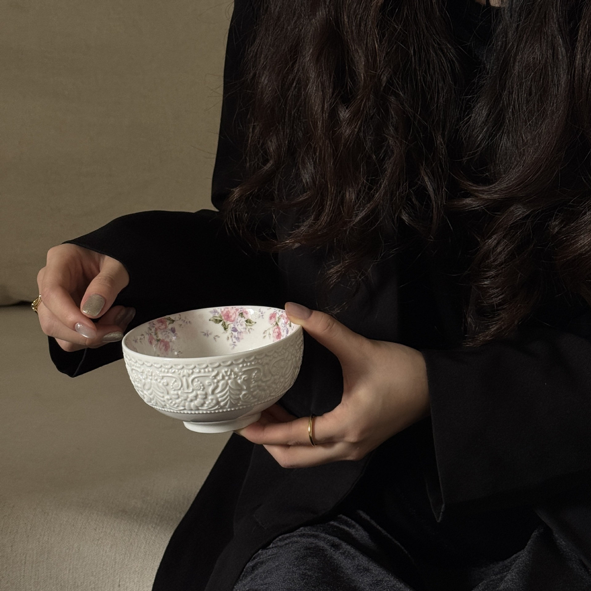 꽃잎과 잎 그릇 12*6.5