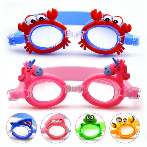 Manufacturer's new cute waterproof and anti-fog children's swimming goggles learning swimming goggles baby cartoon goggles with adjustable straps