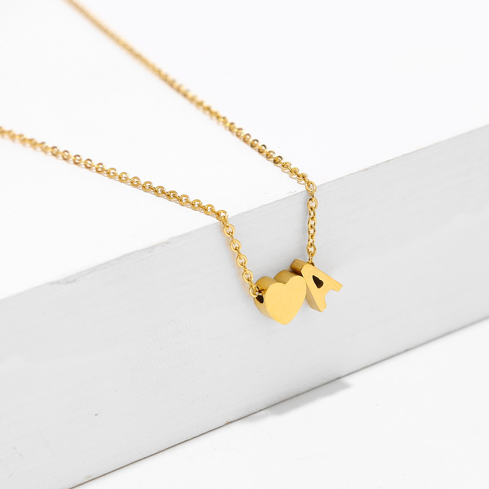Fashion Letter Heart Shape Stainless Steel Plating Necklace