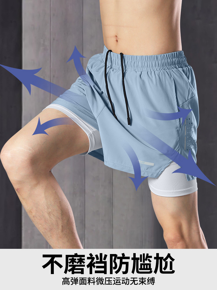 Pantalones cortos deportivos para hombres para correr se pueden poner en el teléfono móvil entrenamiento profesional de atletismo de verano secado rápido pantalones de calzoncillos