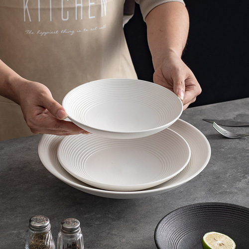 Salad Western-style ceramic conch bowl deep dish plate pasta plate hotel restaurant tableware commercial