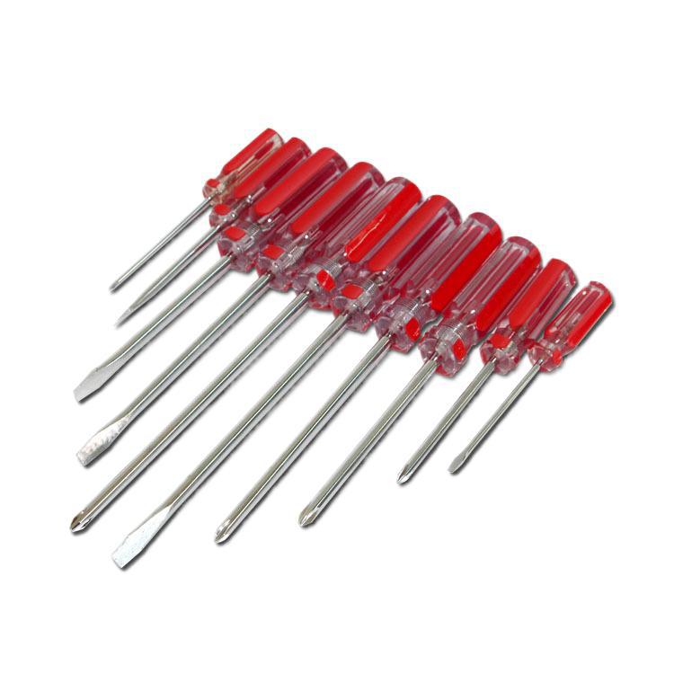 Destornillador de suministro directo de fábrica barra de color doble mango de color Cruz destornillador de una palabra combinación de destornillador manual lote mixto