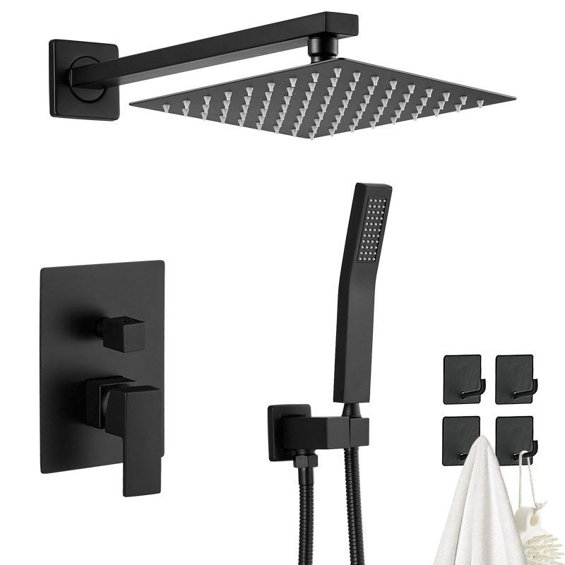 2단 블랙 사각 숨겨진 샤워 세트