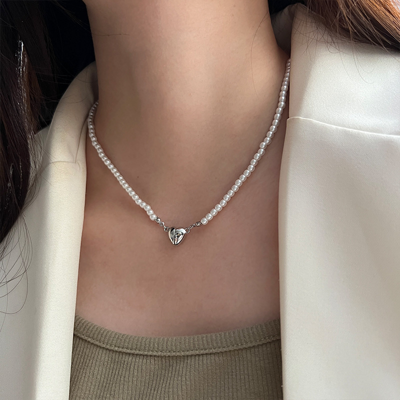 Shijia パールネックレスレディースニッチライトラグジュアリーデザインハイエンドファッション気質鎖骨チェーンネックレスセーターチェーンビーズチェーン|undefined