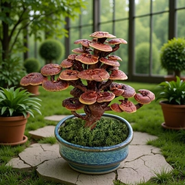 灵芝;盆景