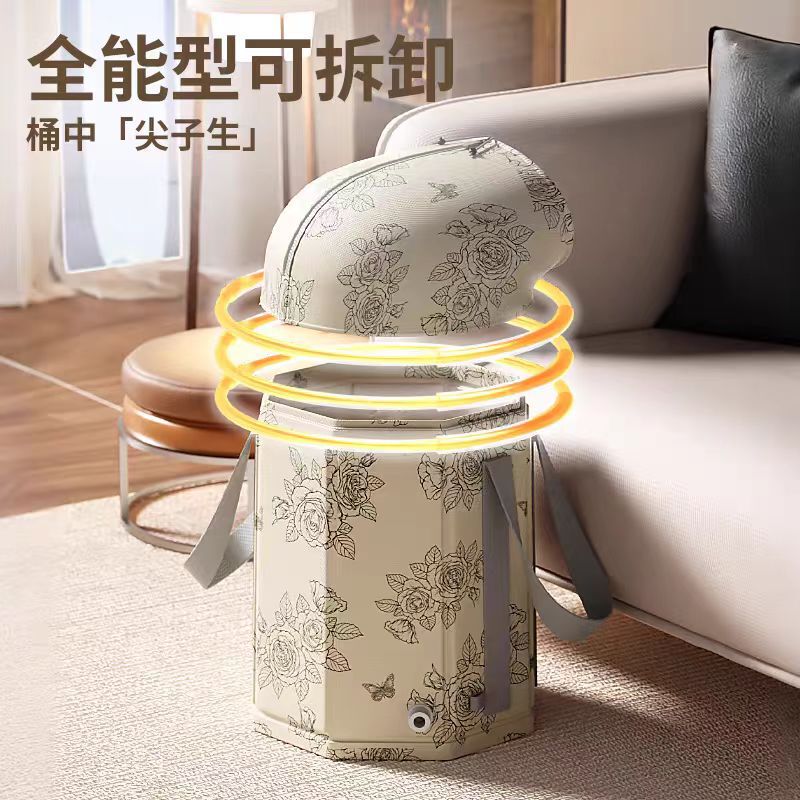 可折叠泡脚桶过小腿高深桶过膝家用泡脚袋加热恒温熏蒸桶足浴盆子|undefined