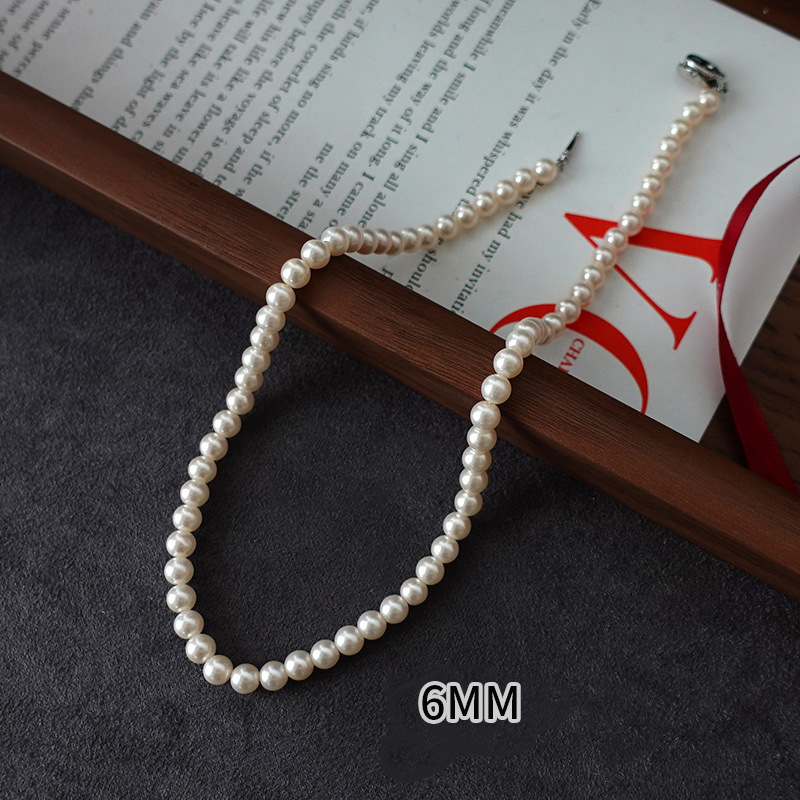 Shi Jia Zheng round pearl necklace simple niche high-end sense sweater chain 2023 fashion elegant clavicle chain