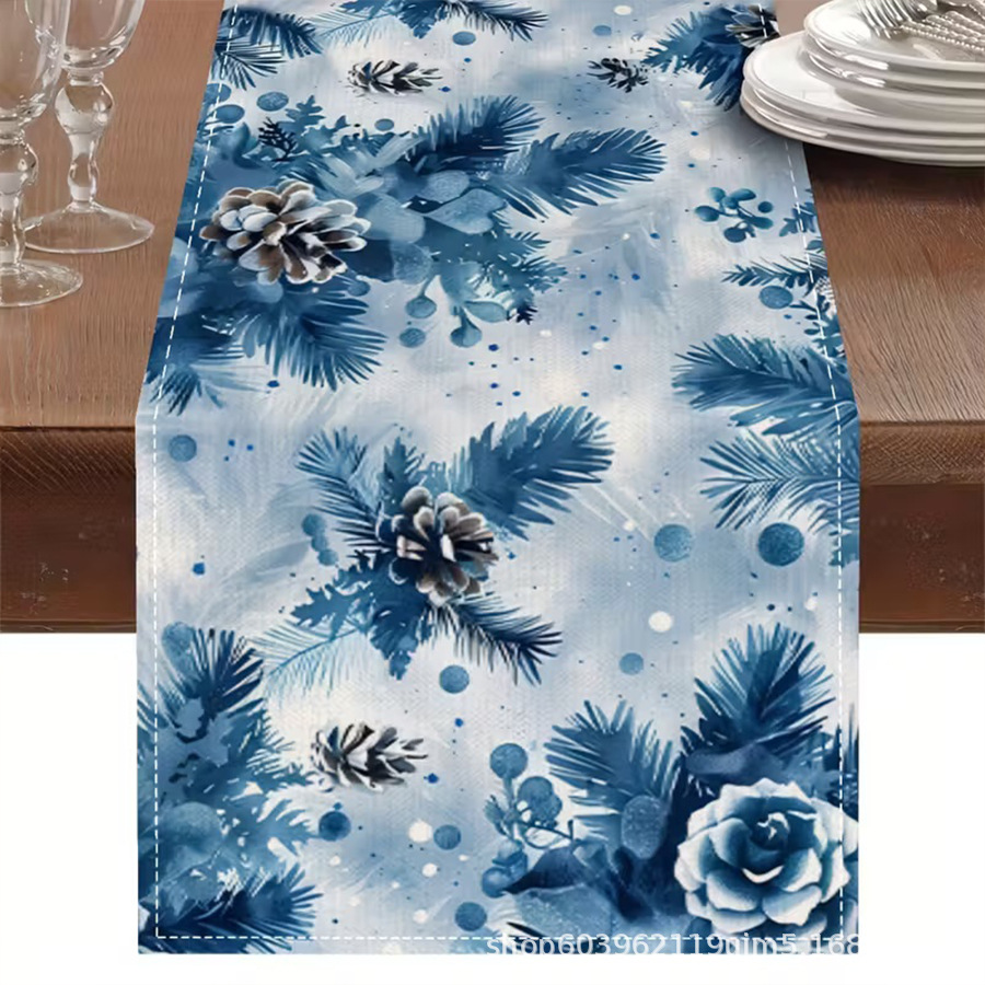 Amazon transfronterizo nueva bandera de la mesa de Navidad fábrica directa invierno muñeco de nieve Santa estampado almohadilla de mesa