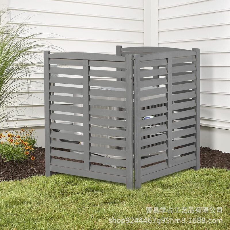 Cross-Border Wooden Fence Outdoor Privacy Partition Air Conditioning Fence Trash Can Shell Gray Louver Fence