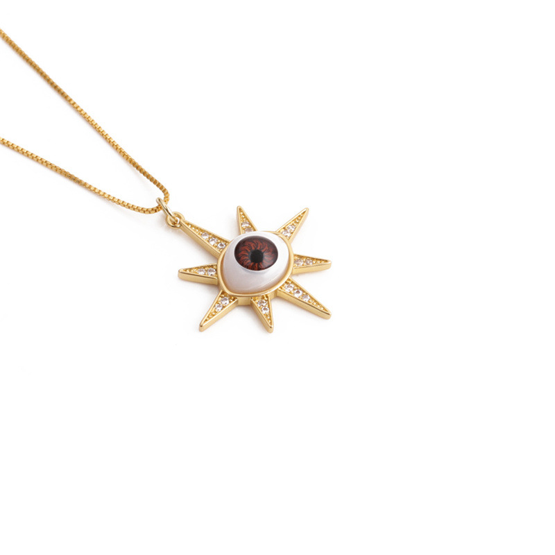 Oil Dripping Evil Eye Pendant Neck Accessories Copper Zircon Devil Eye Necklace DIY Religious Orname