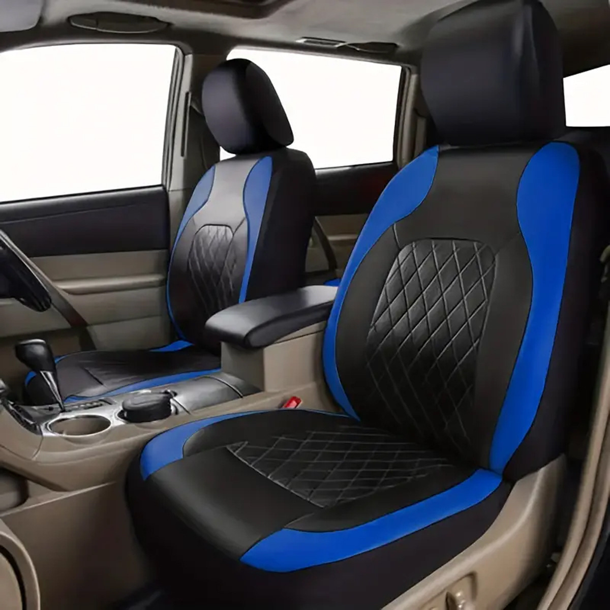 Universal Car Seat Cover Single Line Diamond Lattice PU Leather