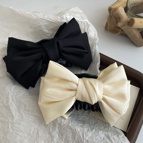 Zhang Yuxi's same style black double-sided bow large grab clip high-end back head hair shark clip headgear
