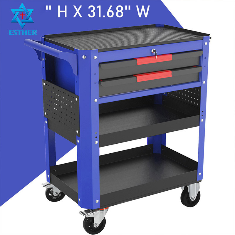 跨境定制汽修工具车推车 多功能移动工具收纳柜带抽屉汽修工具车