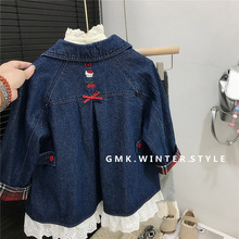 女童风衣春秋新款儿童洋气时髦秋季中长款女宝宝秋装牛仔外套外贸