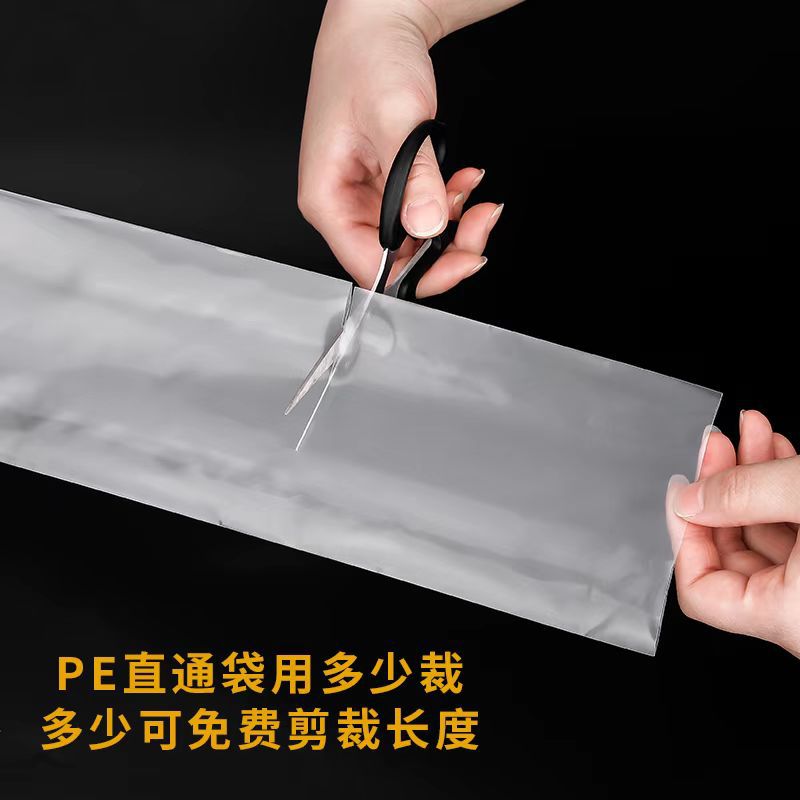 PE plano de alta presión espesado material de tubo transparente película de bobina larga a través de bolsa a prueba de polvo e impermeable embalaje industrial bolsa de PE