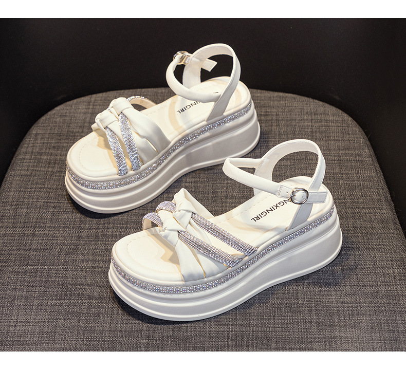 Dép sandal nữ đế platform đính đá tăng chiều cao ẩn kiểu La Mã — M2369 màu bạc, M2369 màu be, M2369 màu đen chi tiết 23
