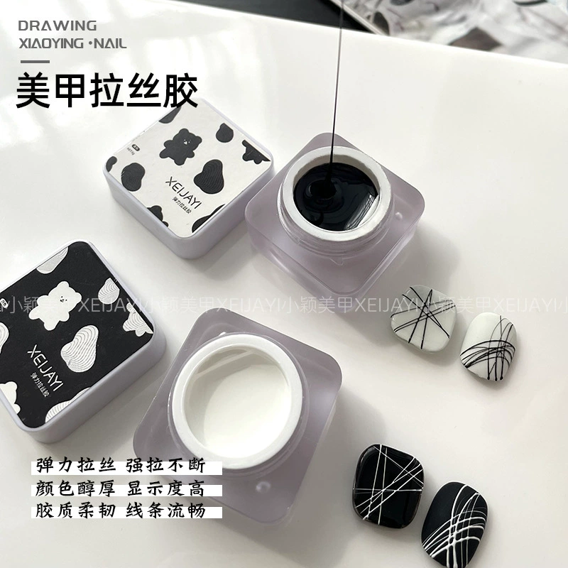 Гель для дизайна ногтей Xiaoying - черно-белый гель для рисования, эластичный гель-лак для ногтей, гель для создания паутинок