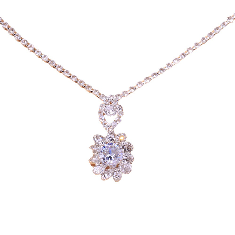 Europea y americana joyería nupcial traje moda flor rhinestone collar conjunto de dos piezas accesorios de temperamento conjunto de joyas