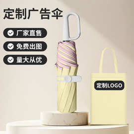 礼品雨伞印刷logo图片广告伞8骨三折手动太阳伞彩胶防晒