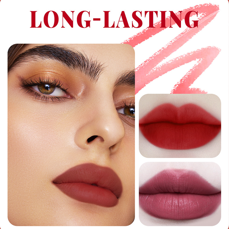 Lápiz labial cuadrado transfronterizo con procesamiento personalizado, brillo labial tintado, belleza mate de larga duración, maquillaje con textura aterciopelada, lápiz labial OEM
