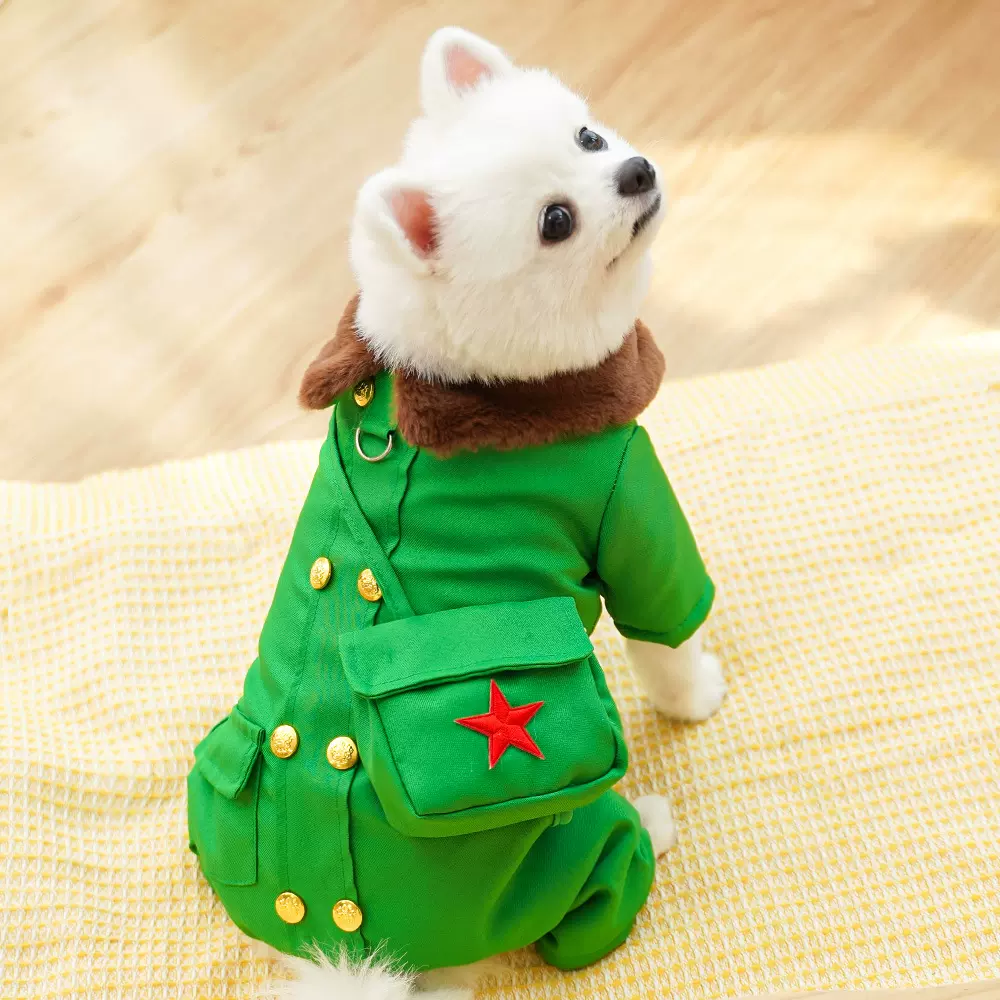 秋冬保暖狗狗衣服宠物猫咪可牵引东北猫用品狗服装棉服大衣厂家