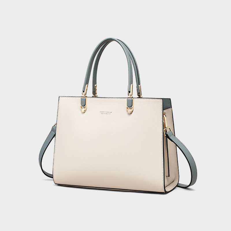 Designer Classic Fashion Trendy Beige Simple Handbag Casual Messenger Bag Large Leather Wholesale Women's Bag