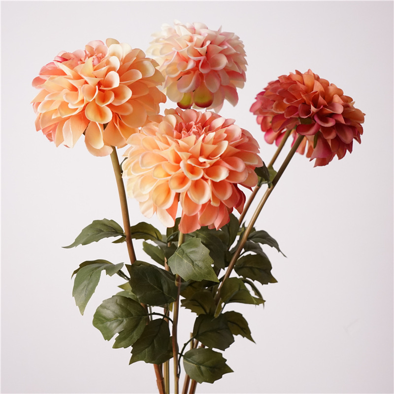 High-Quality Double-Flowered Single-Headed Dahlia, Simulated Autumn Chrysanthemum, Home Soft Decoration, Wedding Artificial Flower