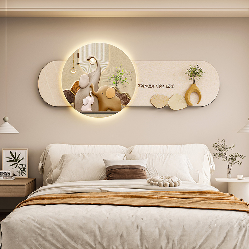 New Style Quiet Style Bedside Hanging Painting Advanced Sense LED Luminous Bedside Painting Decorative Painting Swan Wall Painting