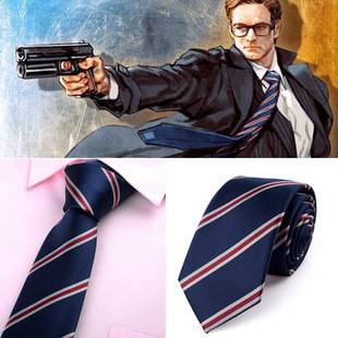 Cross-border hot Kingsman2 ace agent same blue background striped tie original fashion business tie tie